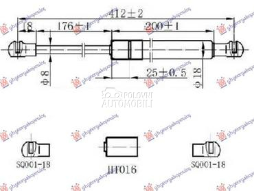 AMORTIZER GEPEK VRATA 340... za Renault Clio od 2001. do 2005. god.
