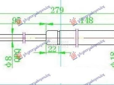 AMORTIZER GEPEK VRATA 520... za Škoda Superb od 2001. do 2008. god.