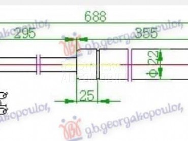 AMORTIZER GEPEK VRATA 630... za Nissan Kubistar od 2003. do 2009. god.