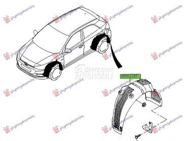 ZADNJE POTKRILO PLASTICNO... za Hyundai i20 od 2014. do 2018. god.