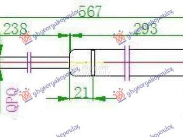 AMORTIZER GEPEK VRATA 460... za Ford Focus od 2003. do 2007. god.