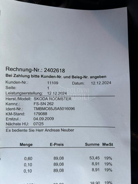 Škoda Roomster Euro kuka