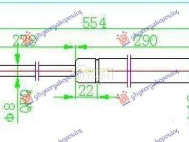 AMORTIZER GEPEK VRATA 305... za Toyota Aygo od 2006. do 2012. god.