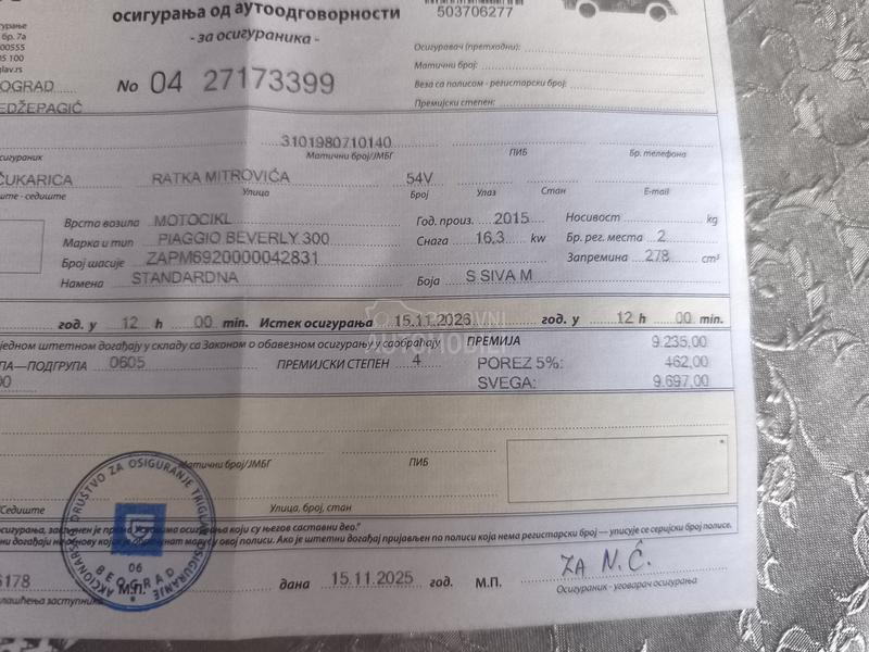 Piaggio Beverly 300 reg.do 11.26