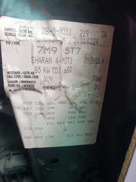 Volkswagen Sharan 4x4 -  kompletan auto u delovima