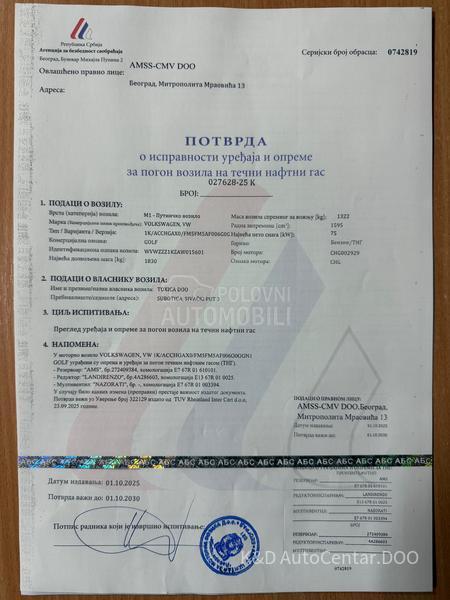 Volkswagen Golf 6 1.6TNG V.s.e.r.vi.s