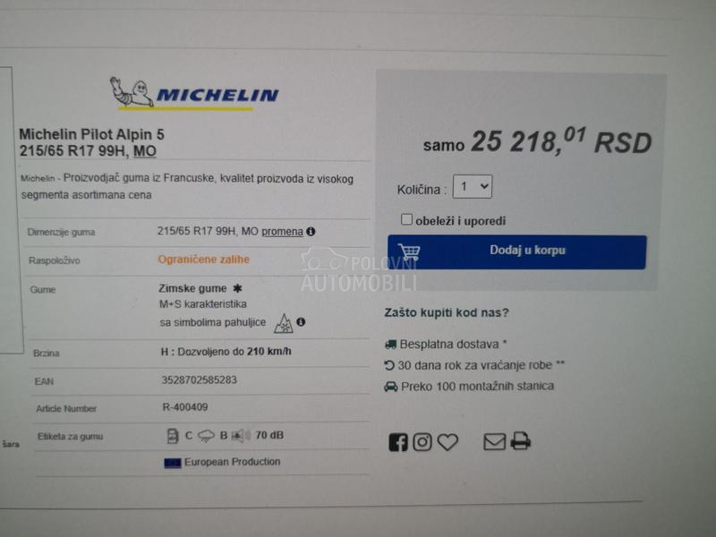 Michelin 215/65 R17 Zimska