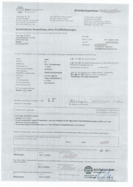 BMW X4 3.0d/M paket/20 inch