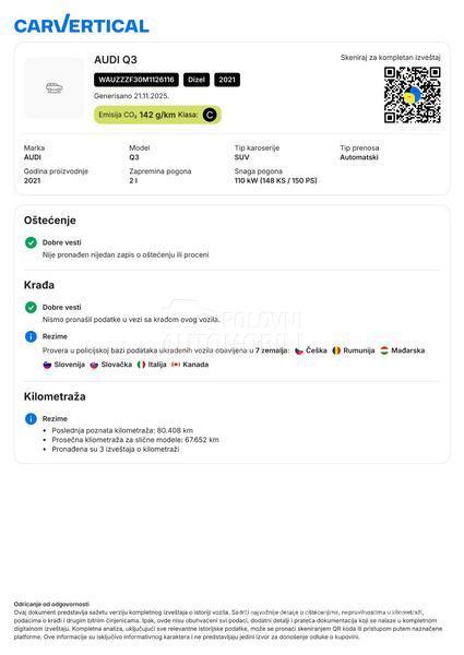 Audi Q3 2.0TDI/AUT/99634 k.m