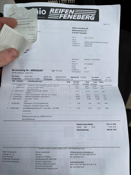 Mercedes Benz B 170 B170