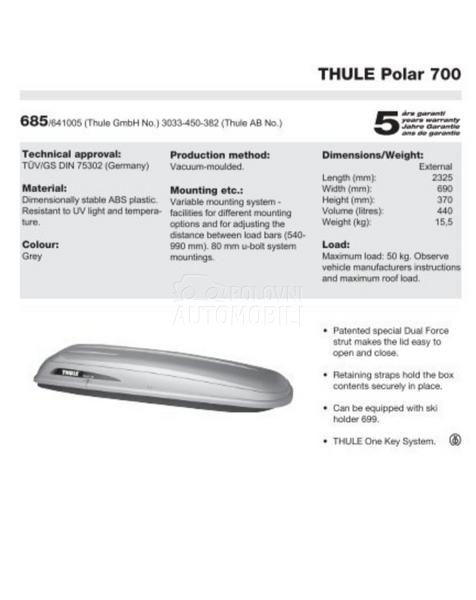 Thule Polar 700 krovni kofer