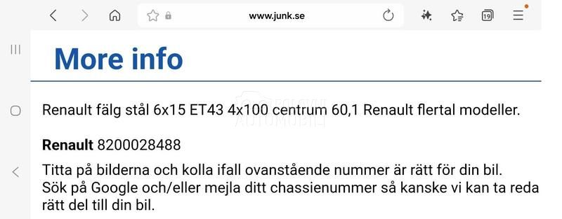 Čelične felne renault 15" 4 x 100