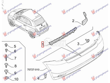 NOSAC ZADNJEG BRANIKA PLAST... za Fiat 500, 500e od 2021. do 2025. god.