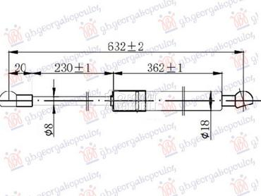 AMORTIZER GEPEK VRATA (632L... za Toyota Land Cruiser od 2007. do 2015. god.