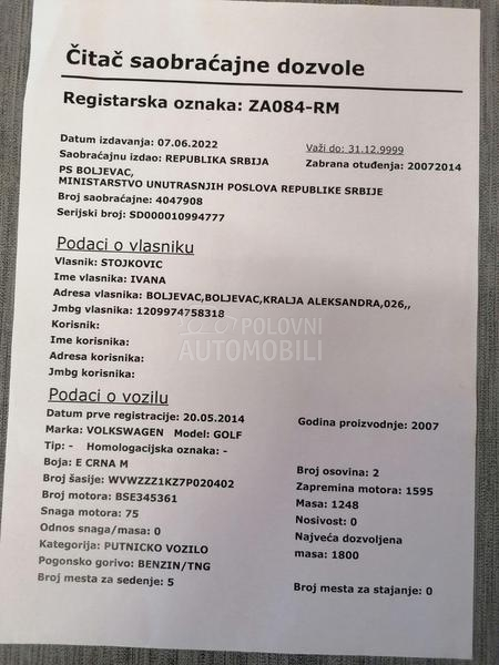 Volkswagen Golf 5 1.6 TNG