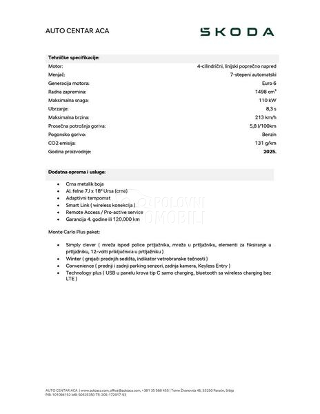 Škoda Kamiq MC PLUS 1.5 TSI DSG