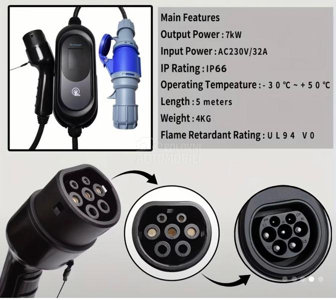 Punjac za elektricni automobil monofazni 7kw