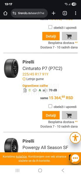 Pirelli 225/45 R17 Letnja
