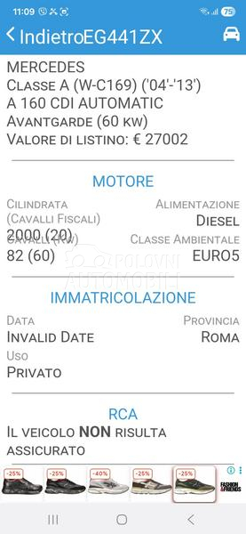 Mercedes Benz A 160 2.0cdi AUT/SERVIS NA