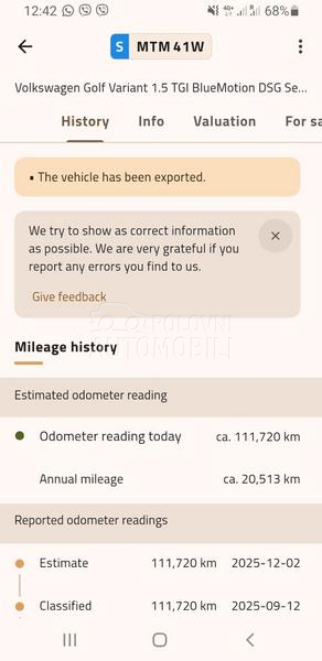 Volkswagen Golf 7 1.5 TGI DSG
