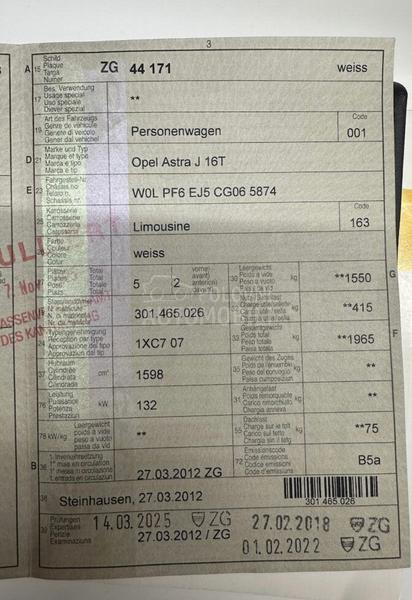 Opel Astra J 1.6 Turbo Cosmo CH