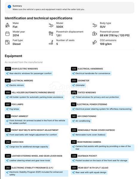 Fiat 500X RATA OD 95EU