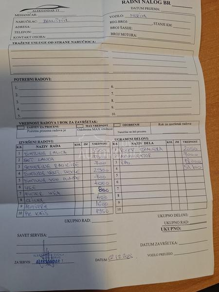 Opel Meriva V i mali servis