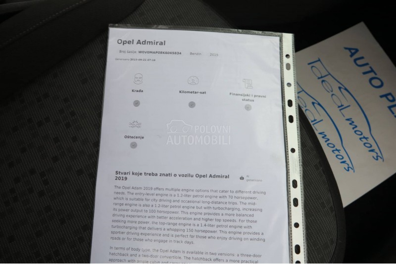 Opel Adam 1.0 B SVAJCARSKA