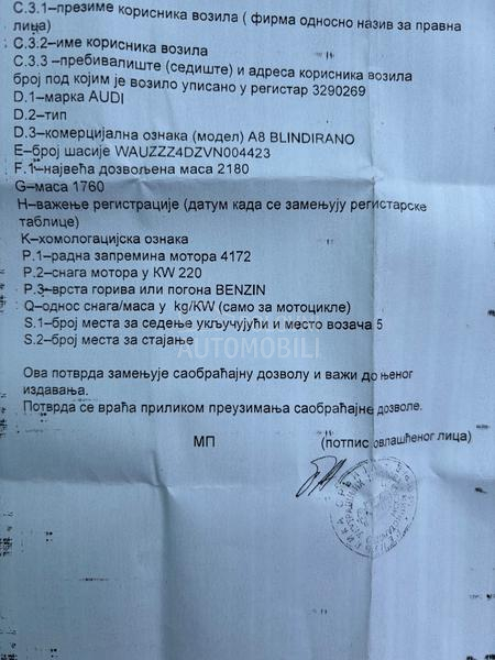 Audi A8 4.2 blinda b7