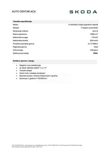 Škoda Octavia 2.0 TDI DSG LAGER