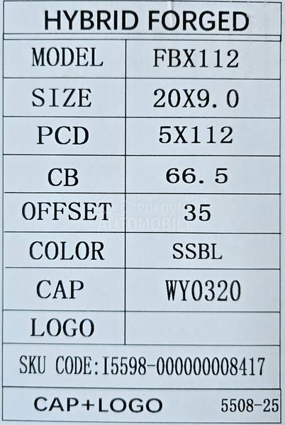 Aluminijumske felne audi replica 20" 5 x 112
