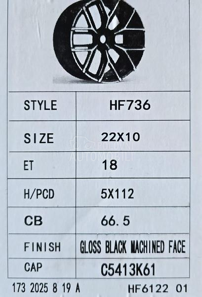 Aluminijumske felne audi replica 22" 5 x 112