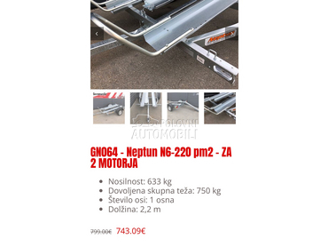 Prikolica za prevoz 2 motora