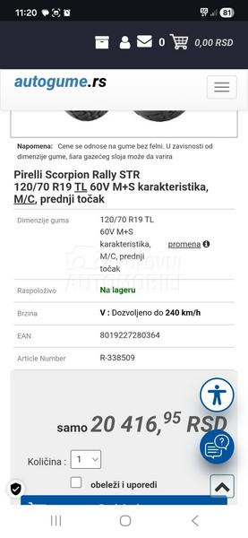 Pirelli 120/70 R19 Letnja