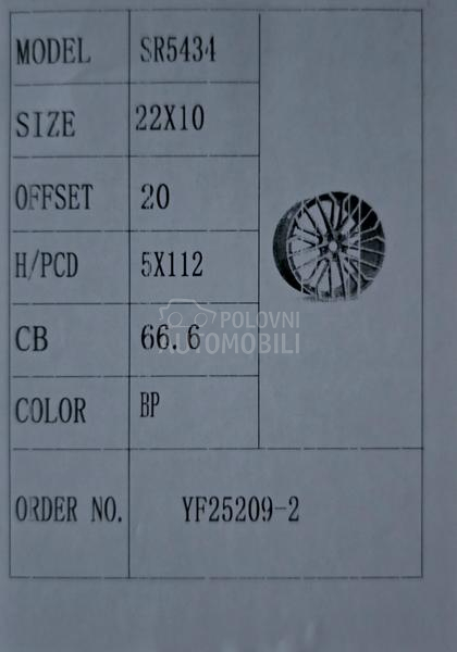 Aluminijumske felne replica audi 22" 5 x 112