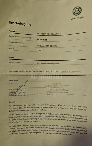 Volkswagen Caddy 2.0 CNG