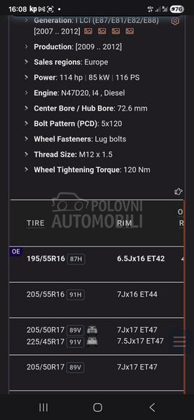 Aluminijumske felne BMW sa gumama novim 16" 5 x 120