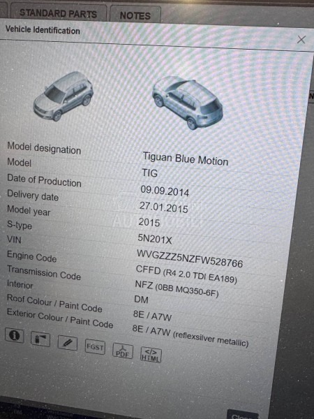 Volkswagen Tiguan RATA OD 129EU