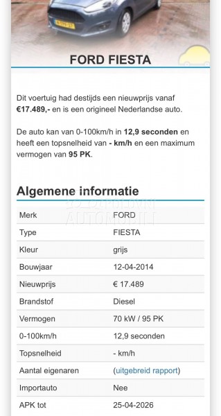 Ford Fiesta 1.6tdci nawi holand