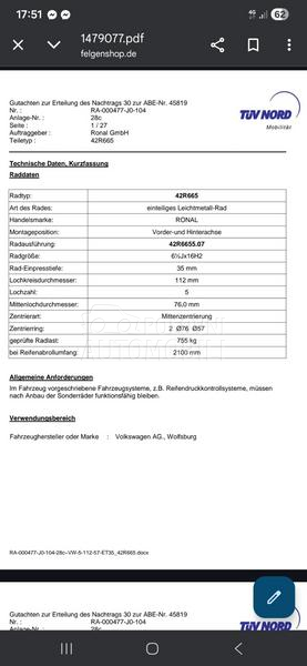 Aluminijumske felne Ronal 6 1/2jx16H2 16" 5 x 112