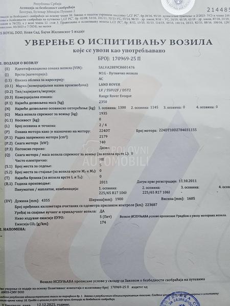 Land Rover Range Rover Evoque 2.2d  a.u.t.m.a.t