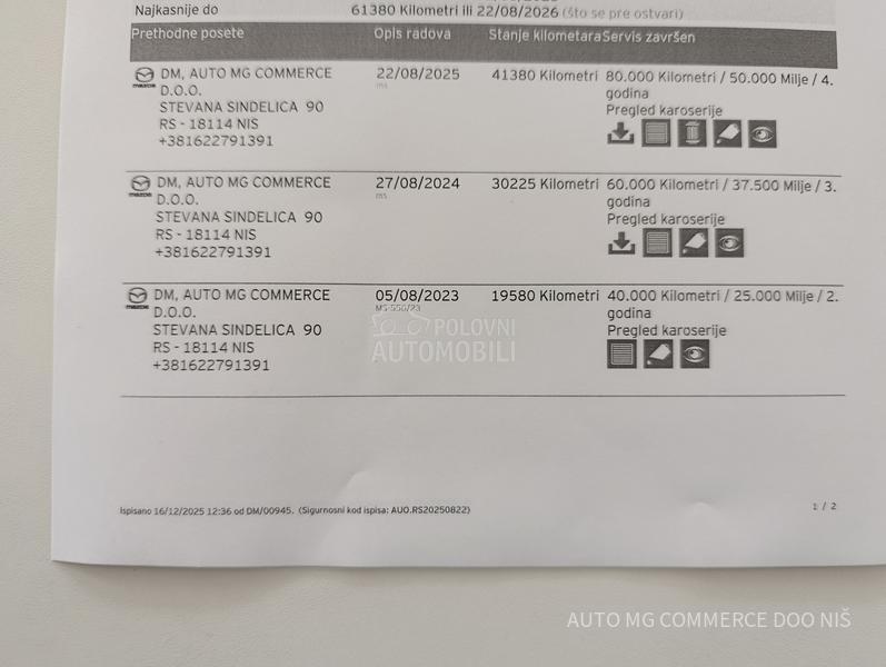 Mazda 3 G122 CENTRE LINE