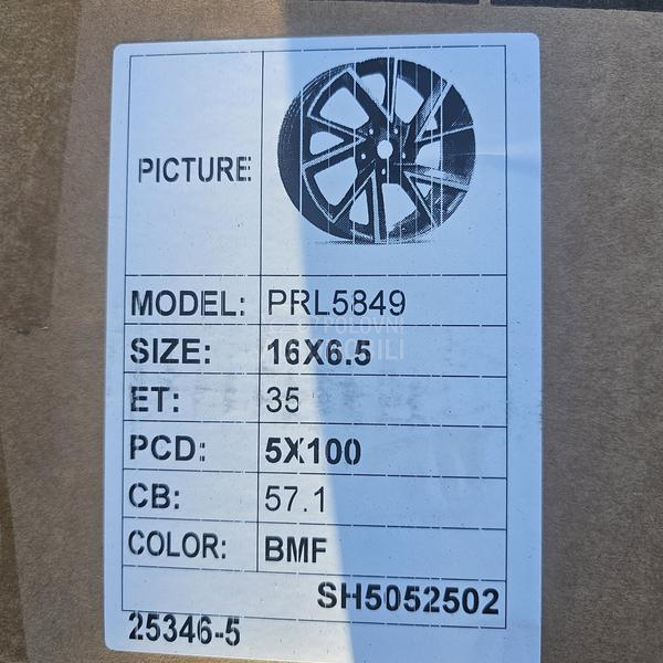 Aluminijumske felne  16" 5 x 100