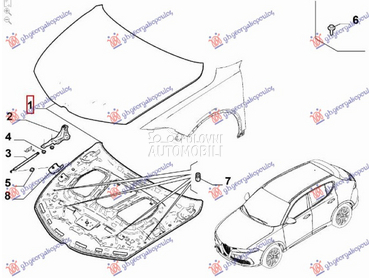 HAUBA (O)  TONALE 22- za Alfa Romeo Tonale od 2022. do 2026. god.