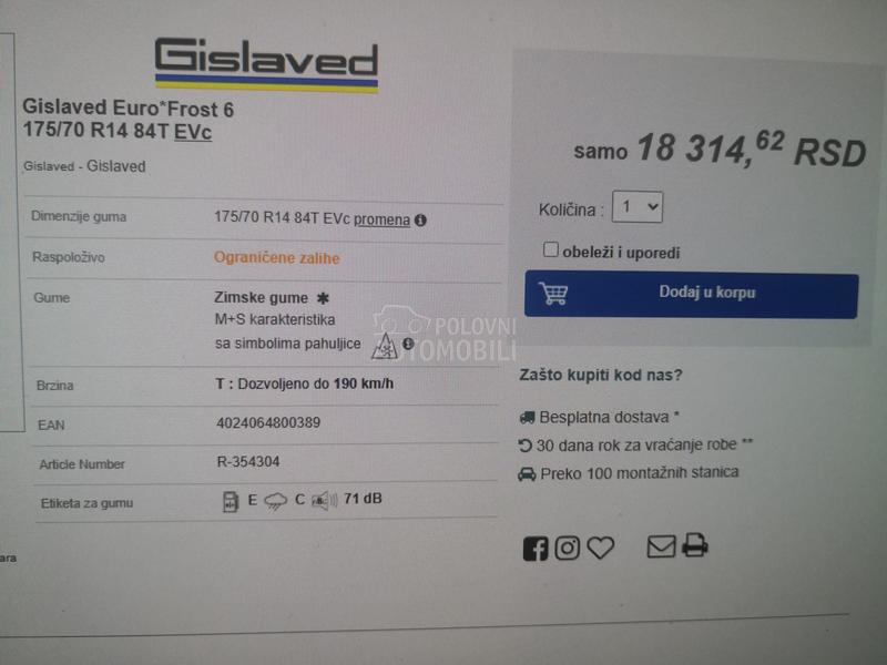 Gislaved 175/70 R14 Zimska