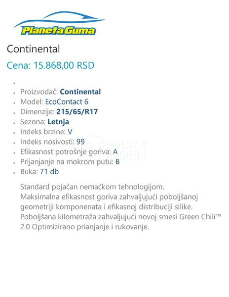 Continental 215/65 R17 Letnja
