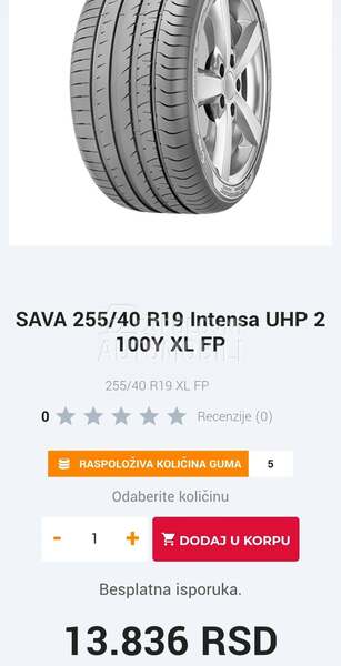 Sava 255/40 R19 Letnja