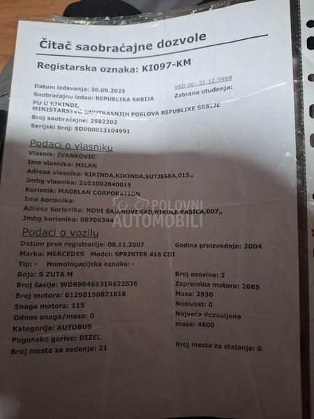 Mercedes Benz SPRINTER 416 CDI