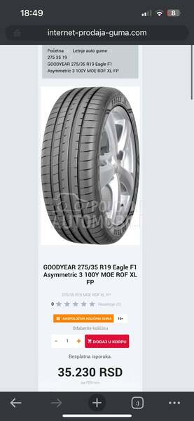 Goodyear 275/35 R19 Letnja