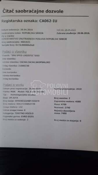 MAN TGL 8.180 4x2 BB